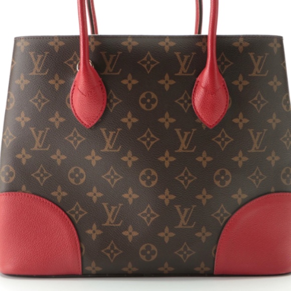 Louis Vuitton Flandrin Tote Bag in Monogram Coated Canvas and Cherry Red Leather - Picture 4 of 14